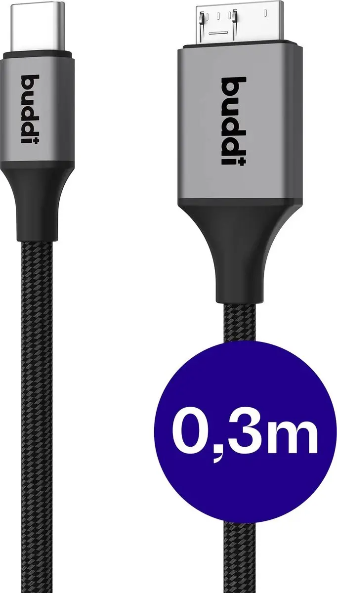 Buddi Flex USB-C naar Micro-B Kabel 30cm