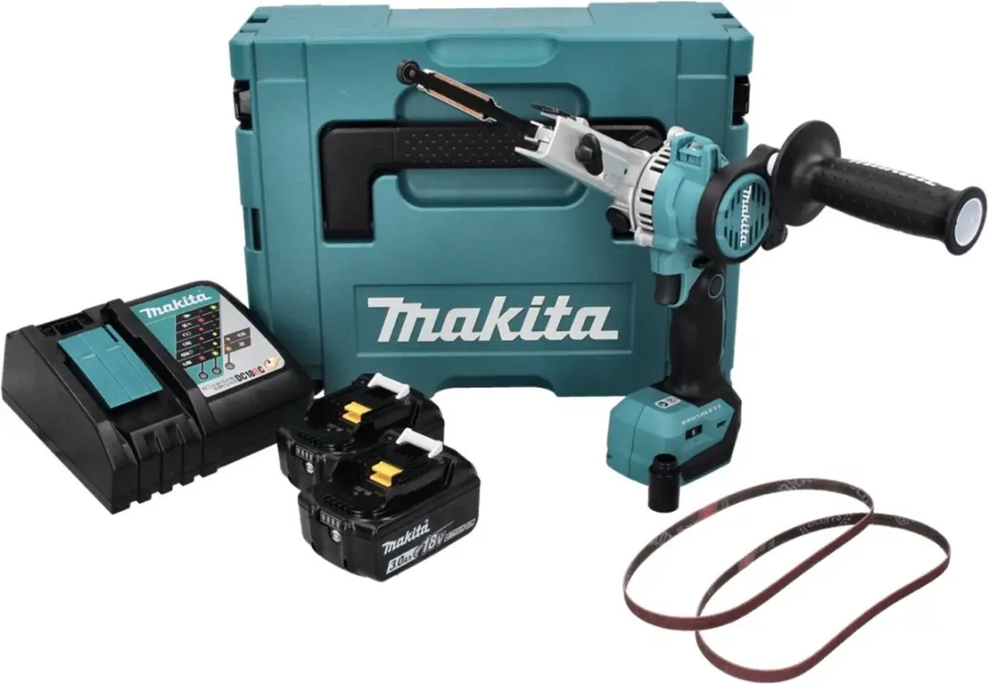 Makita DBS 180 RFJ Accu-bandvijl 18V 9x533mm Borstelloos - 2x 3.0Ah + Lader + Makpac