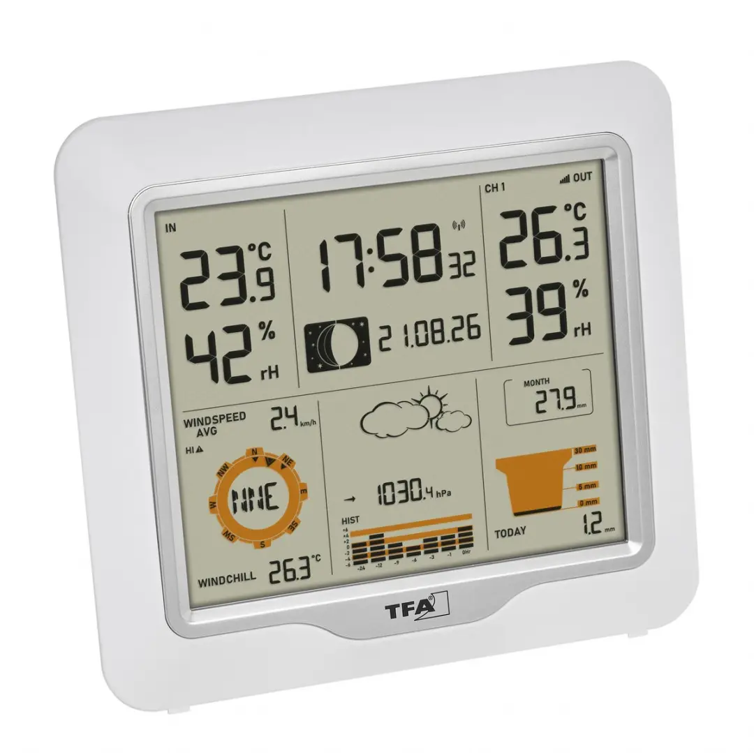 TFA Dostmann Draadloos Weerstation 35.1177.02 - Wind, Regen, Temperatuur & Luchtvochtigheid - Wit