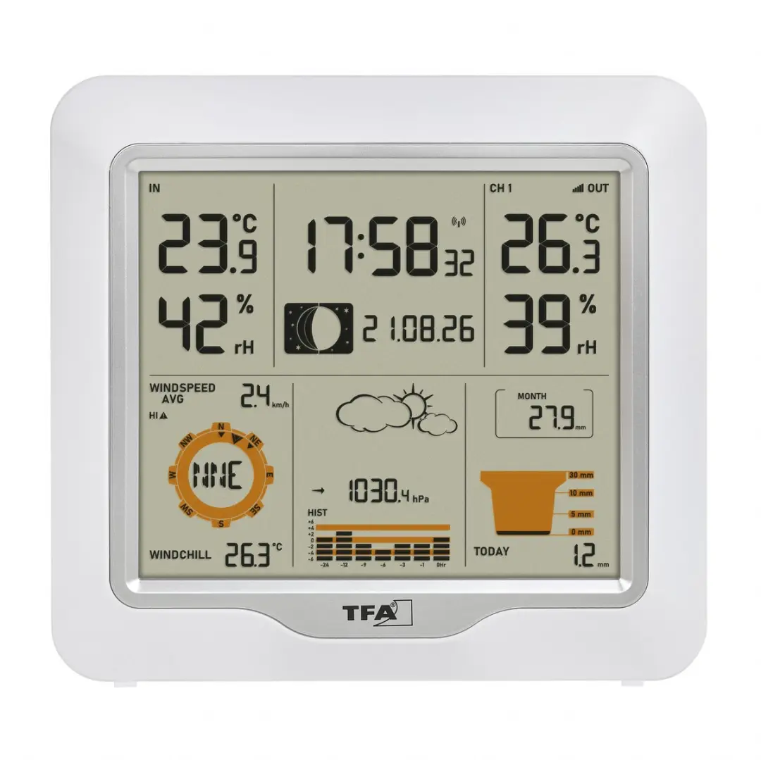 TFA Dostmann Draadloos Weerstation 35.1177.02 - Wind, Regen, Temperatuur & Luchtvochtigheid - Wit