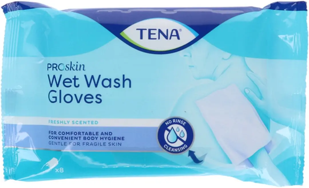 TENA Wet Wash Glove Freshly Scented - 8 Stuks
