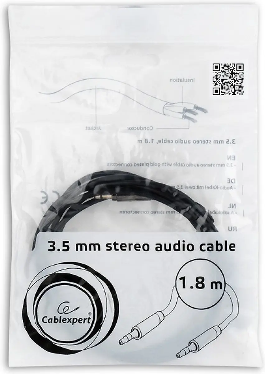 Cablexpert 3.5mm Stereo Audiokabel 1.8m - Zwart