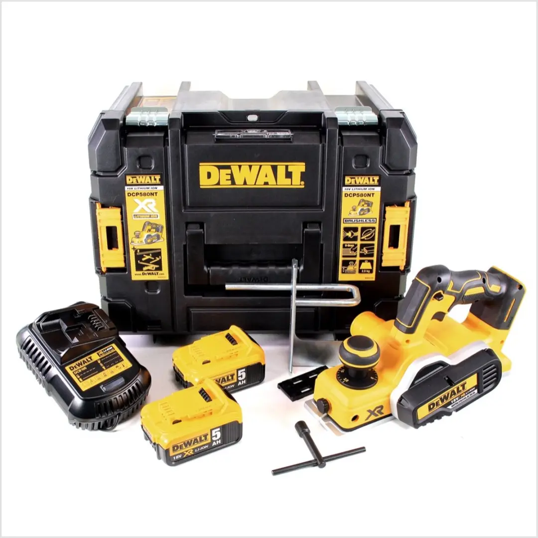 DeWalt DCP 580 P2 Accuschaafmachine 82mm - 2x 5.0Ah Accu - afbeelding 6 van 6