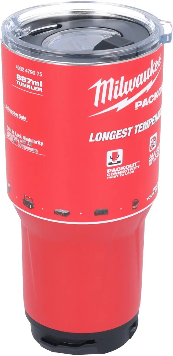 Milwaukee PACKOUT Thermosbeker 887ml - Rood - afbeelding 6 van 6