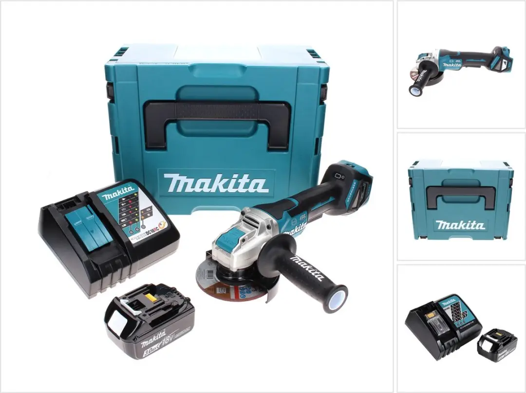 Makita DGA519RF1J Haakse Slijper 18V 125mm Brushless X-Lock