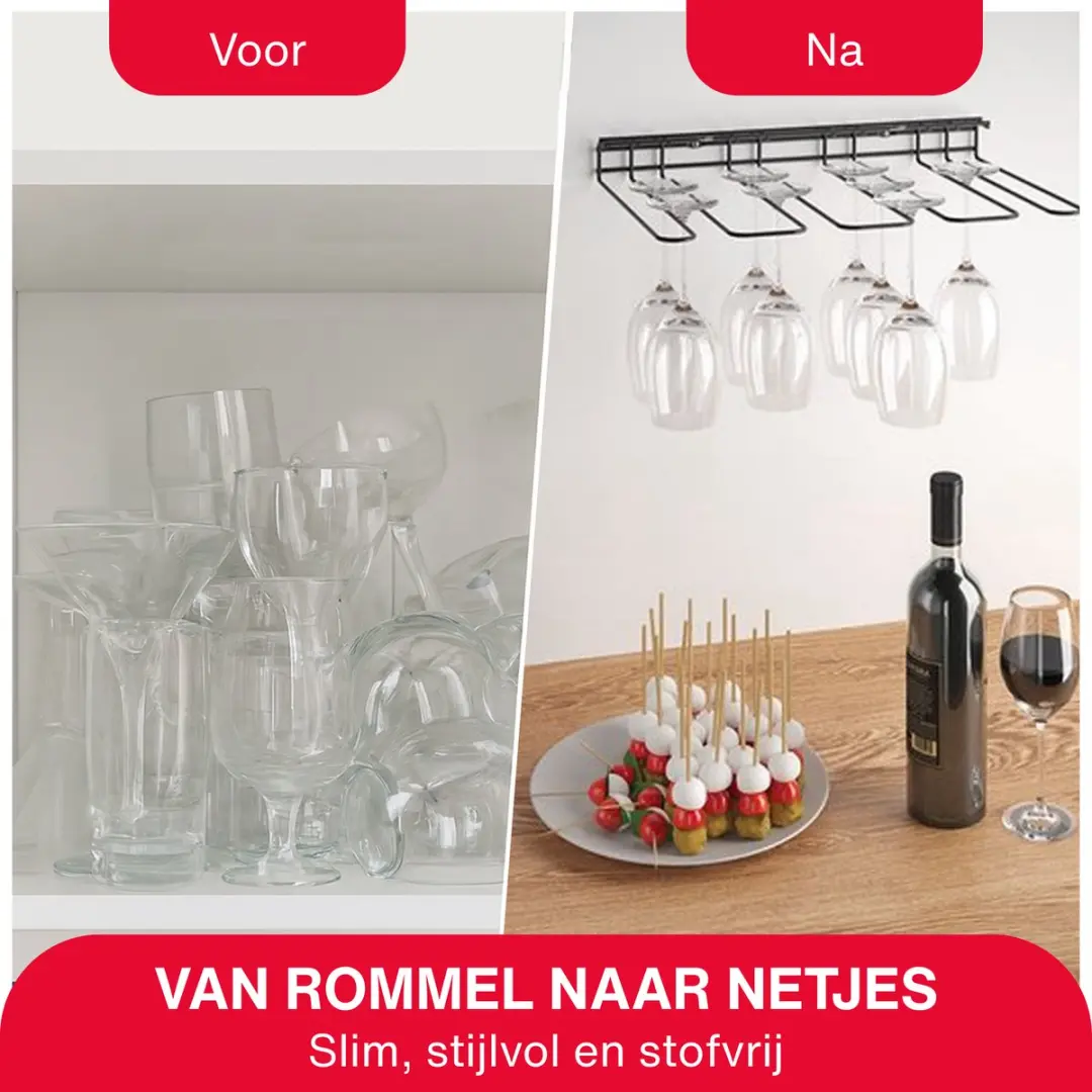 Metaltex My Crystal Wijnglazenhouder - 2 Stuks - Zwart