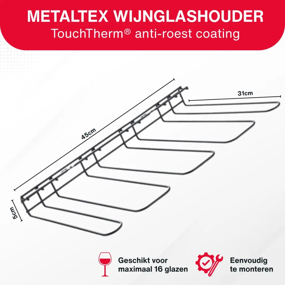 Metaltex My Crystal Wijnglazenhouder - 2 Stuks - Zwart - afbeelding 6 van 6