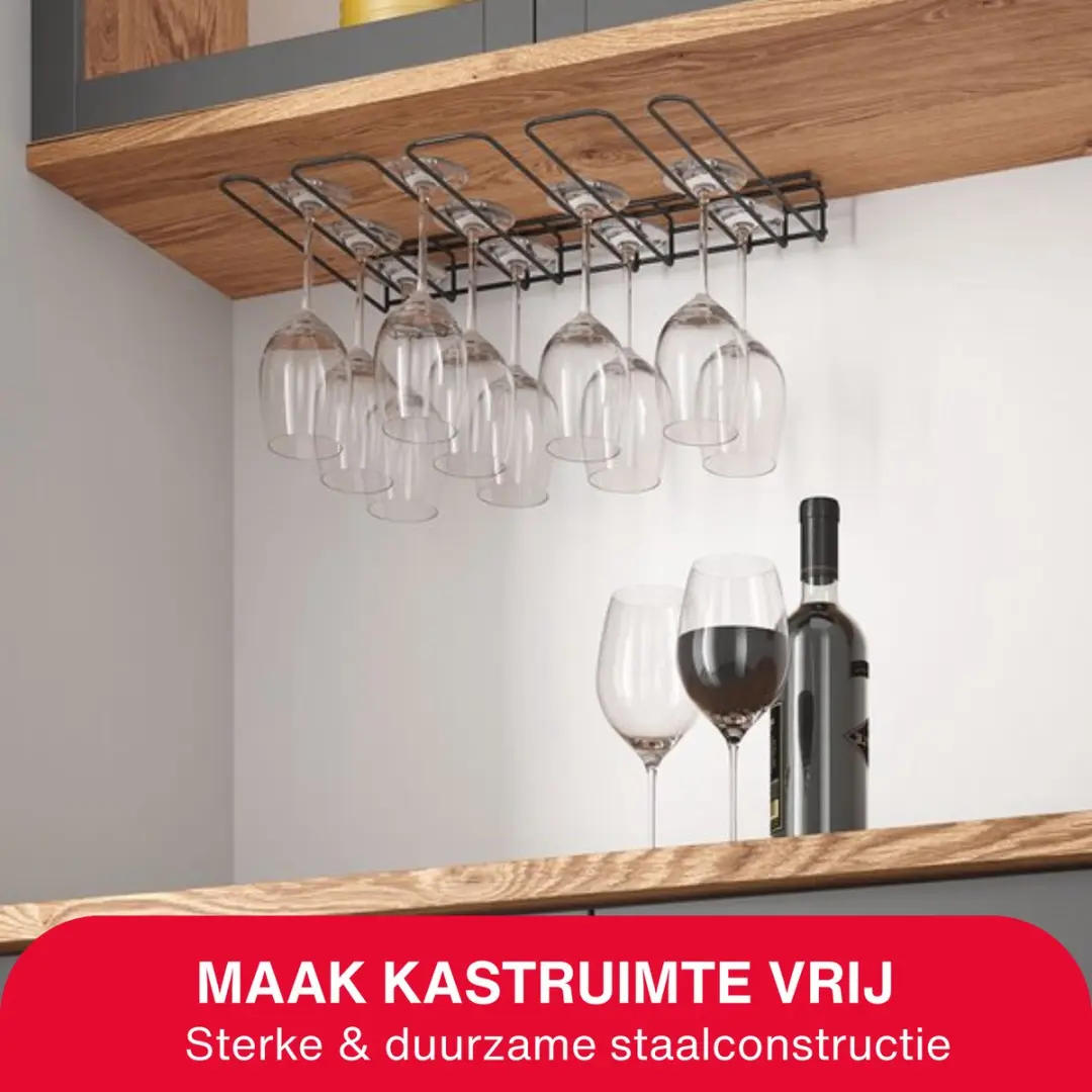 Metaltex My Crystal Wijnglazenhouder - 2 Stuks - Zwart
