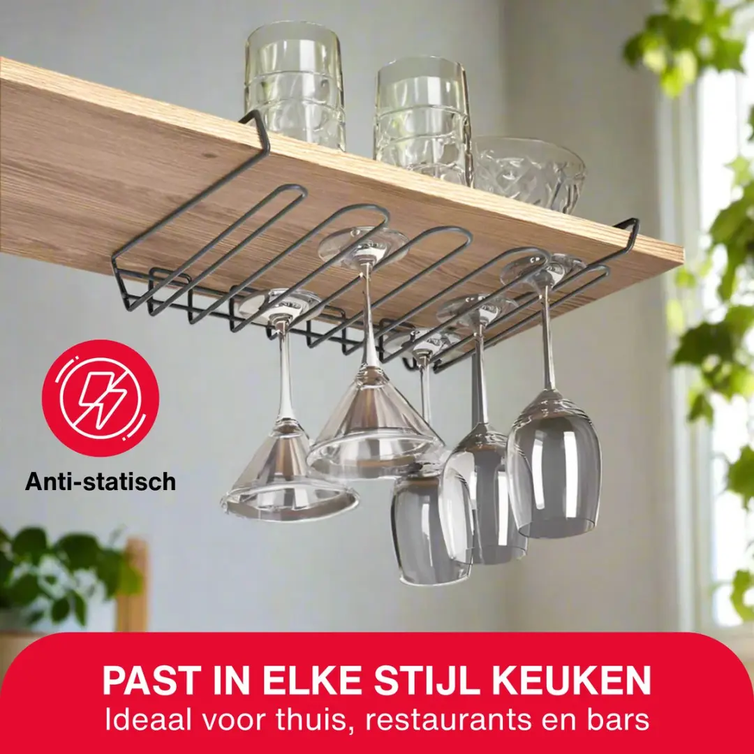 Metaltex My Crystal Wijnglazenhouder - 2 Stuks - Zwart