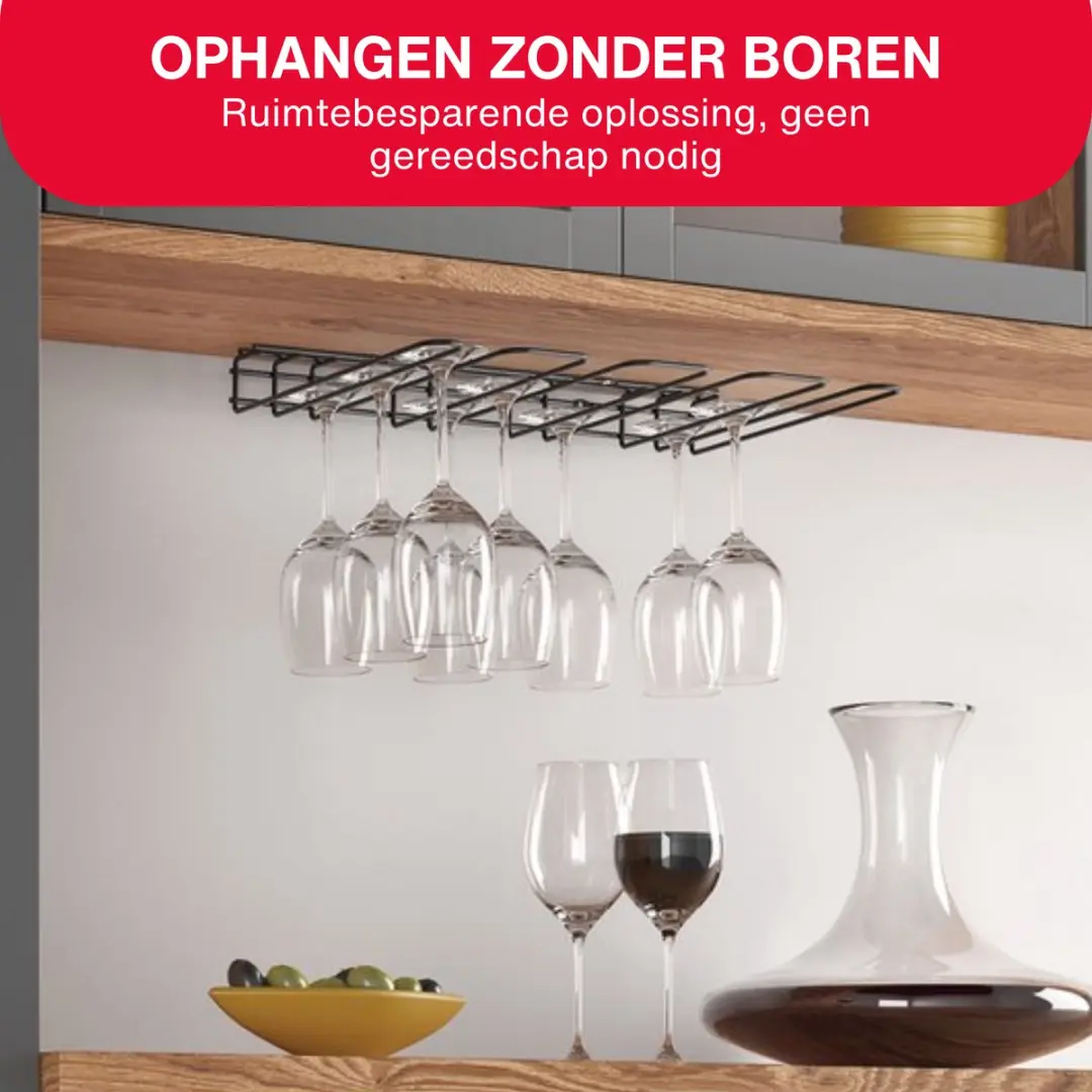 Metaltex My Crystal Wijnglazenhouder - 2 Stuks - Zwart