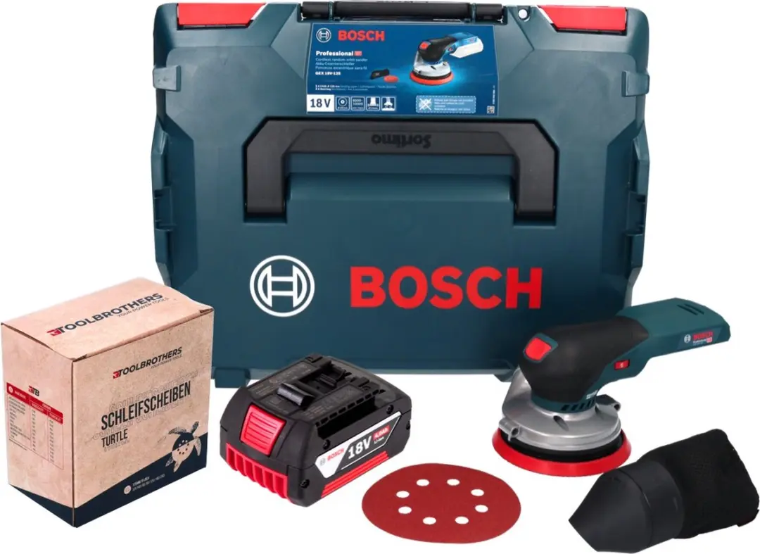 Bosch Professional GEX 18V-125 Accu-Excentrische Schuurmachine 125mm - 4,0 Ah + Schuurset