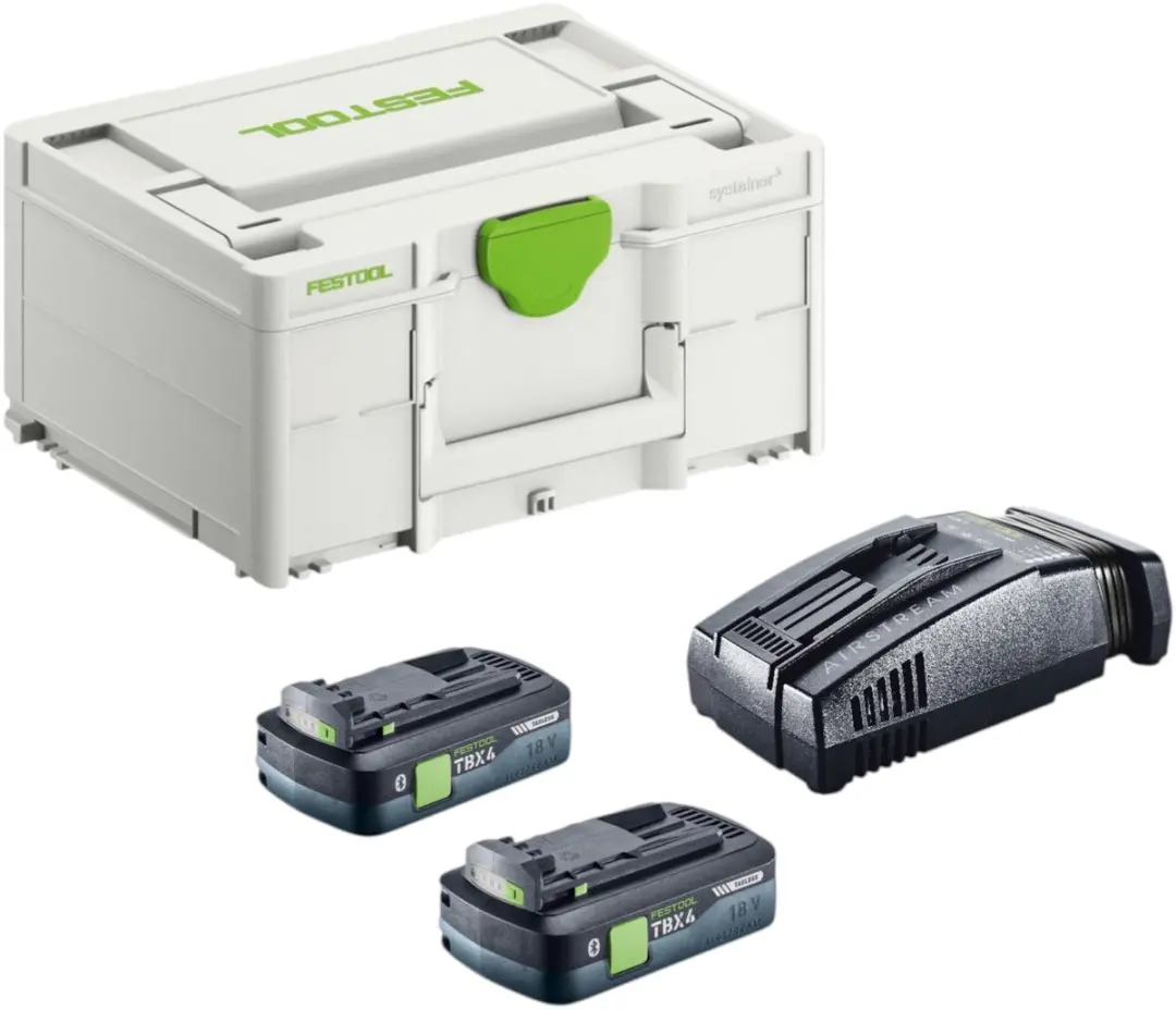 Festool SYS 18V Energieset 2x TBX4 4,0Ah + SCA16 Snellader