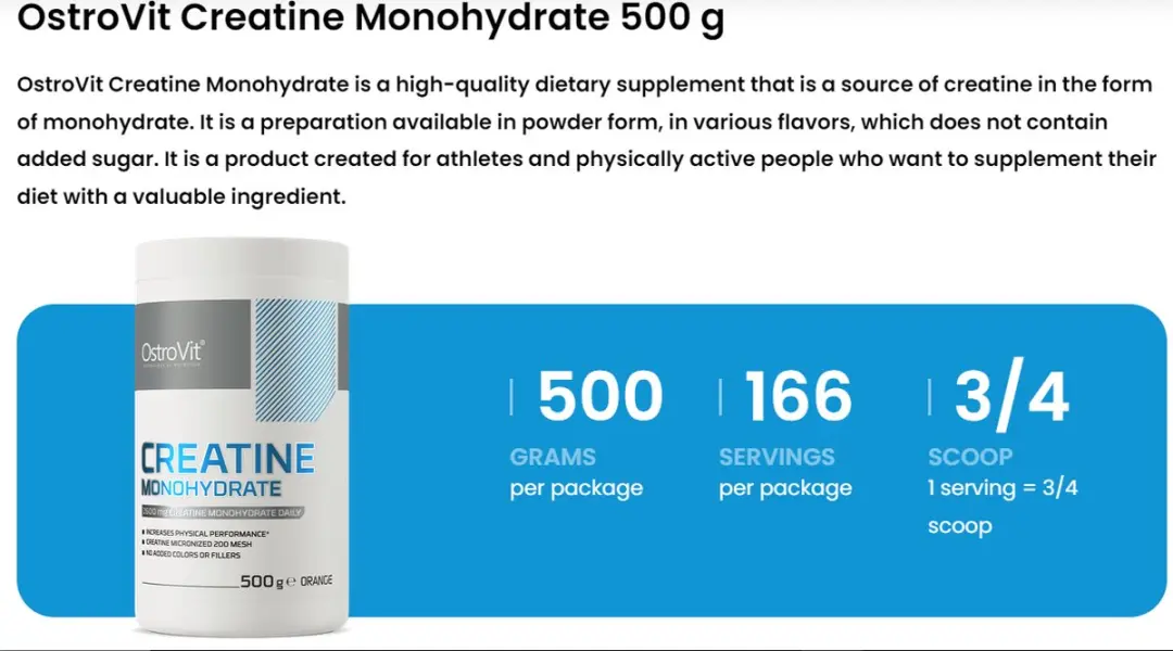 OstroVit Creatine Monohydraat 500g - Sinaasappel