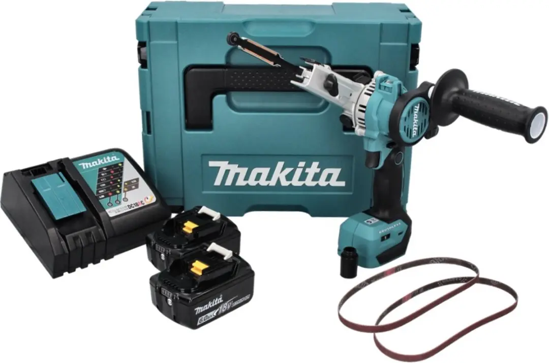 Makita DBS 180 RGJ Accu-bandvijl 18V - 2x 6.0Ah + lader + Makpac