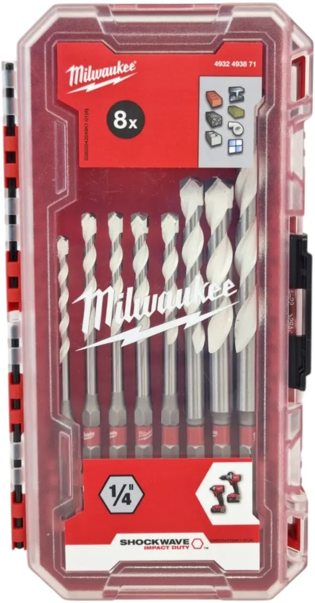 Milwaukee SHOCKWAVE Multimateriaal Boorset 8-delig 4-12mm