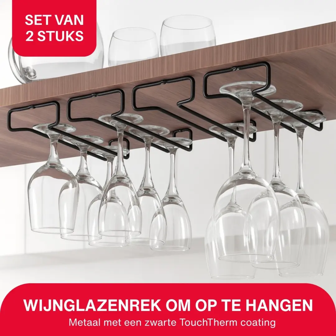 Metaltex Wijnglazenrek Hangend MT-14361122162 - 2 Stuks - Zwart