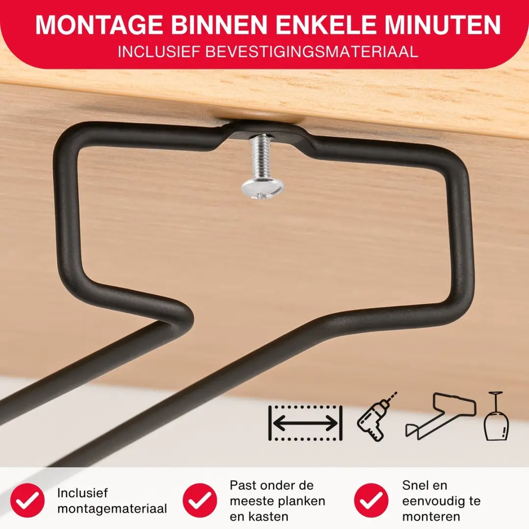 Metaltex Wijnglazenrek Hangend MT-14361122162 - 2 Stuks - Zwart