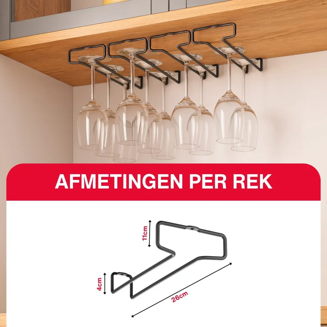 Metaltex Wijnglazenrek Hangend MT-14361122162 - 2 Stuks - Zwart