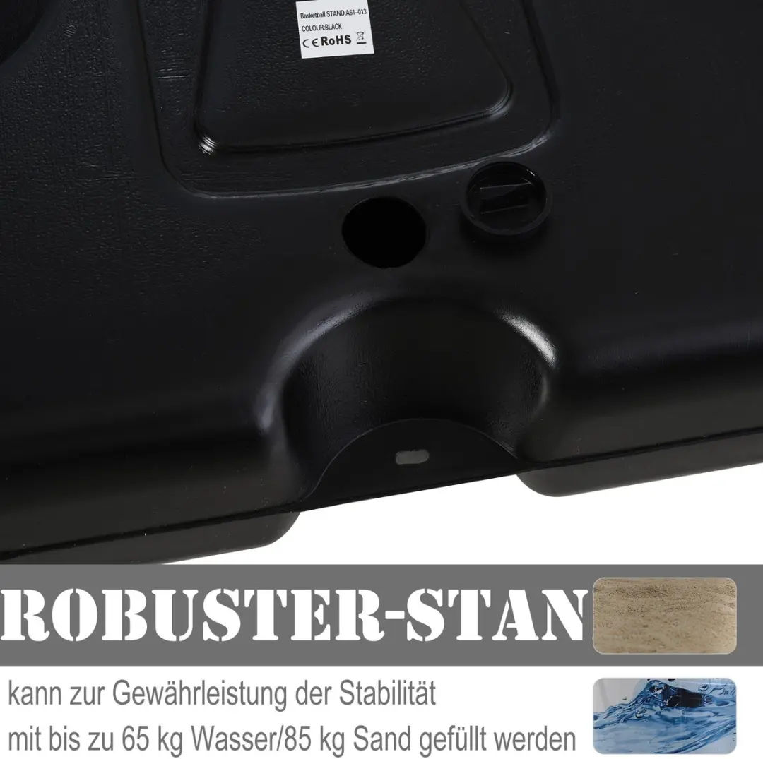 Homcom Basketbal Hoepel Standaard - 90x165cm - 302-352cm Zwart - afbeelding 6 van 6