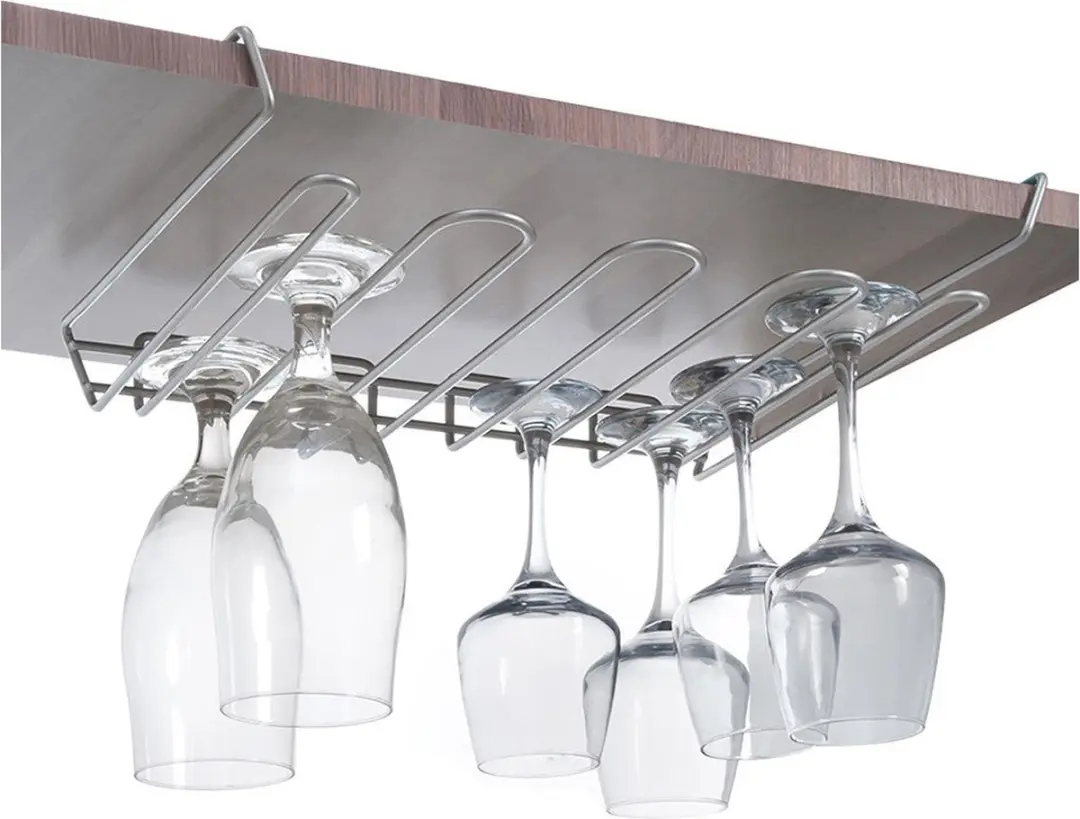Metaltex Ophangbare Wijnglazenhouder - 8 Glazen - Grijs