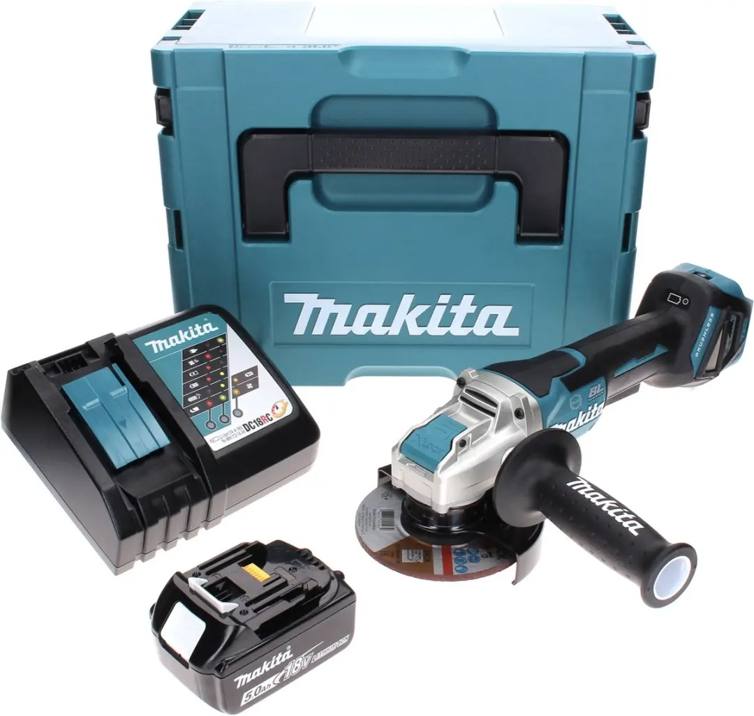 Makita DGA519RT1J Accu Haakse Slijper 18V 125mm Brushless X-Lock - 5.0Ah Accu
