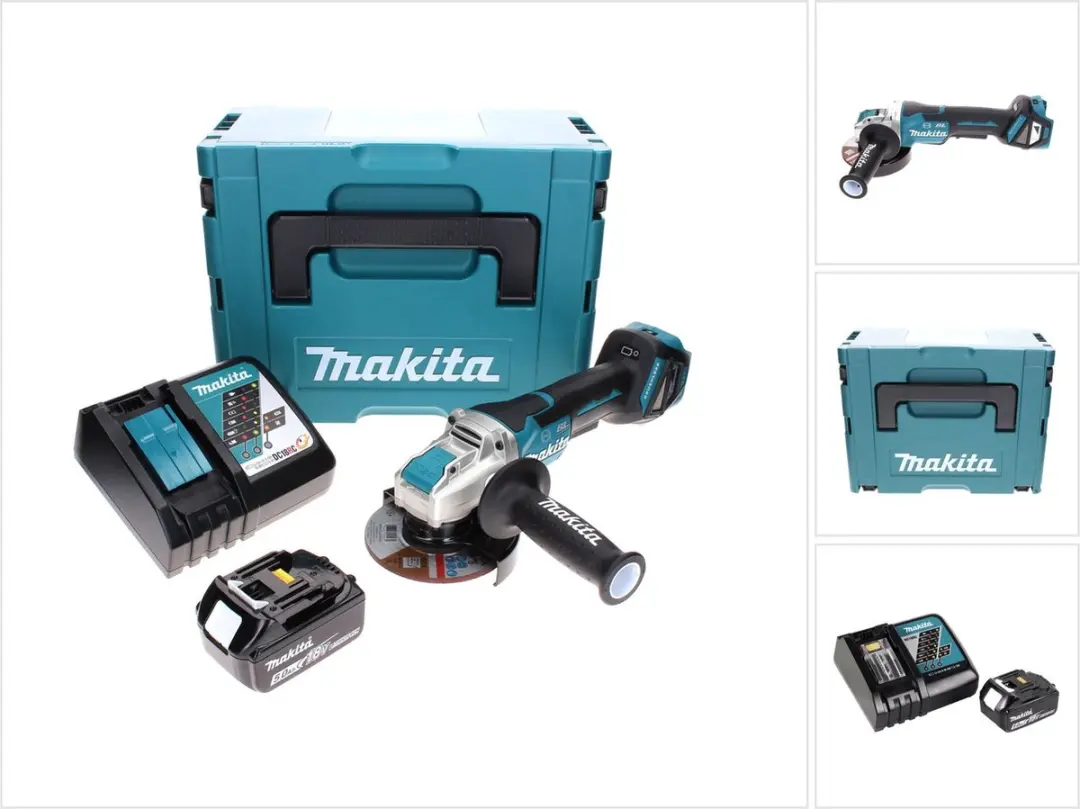 Makita DGA519RT1J Accu Haakse Slijper 18V 125mm Brushless X-Lock