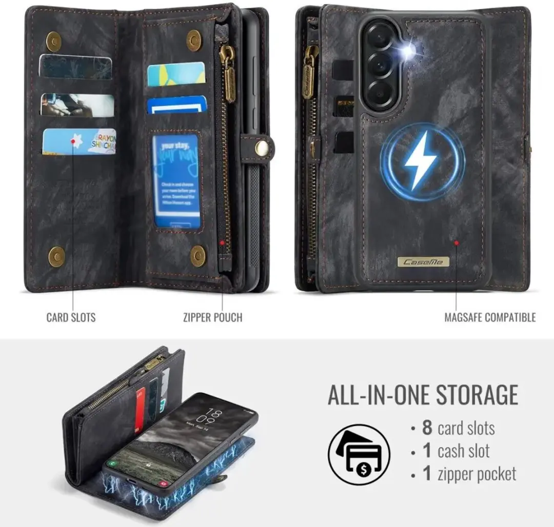 Caseme 008 Book Case Back Cover Samsung Galaxy A57 - 3 Pasjes - Zwart