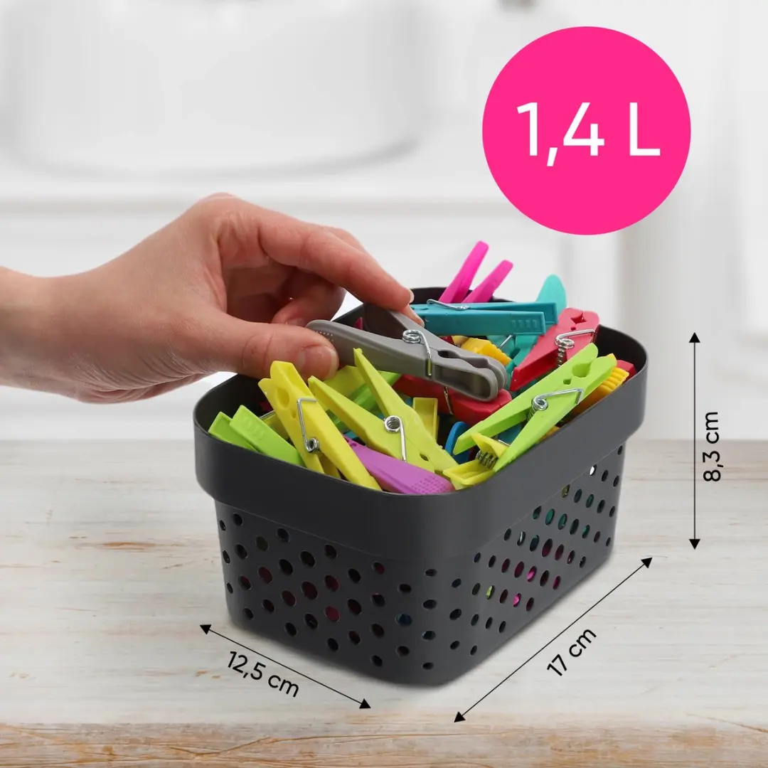 Curver Mand Infinity Dots Xs 1,4L - Antracietgrijs - afbeelding 6 van 6