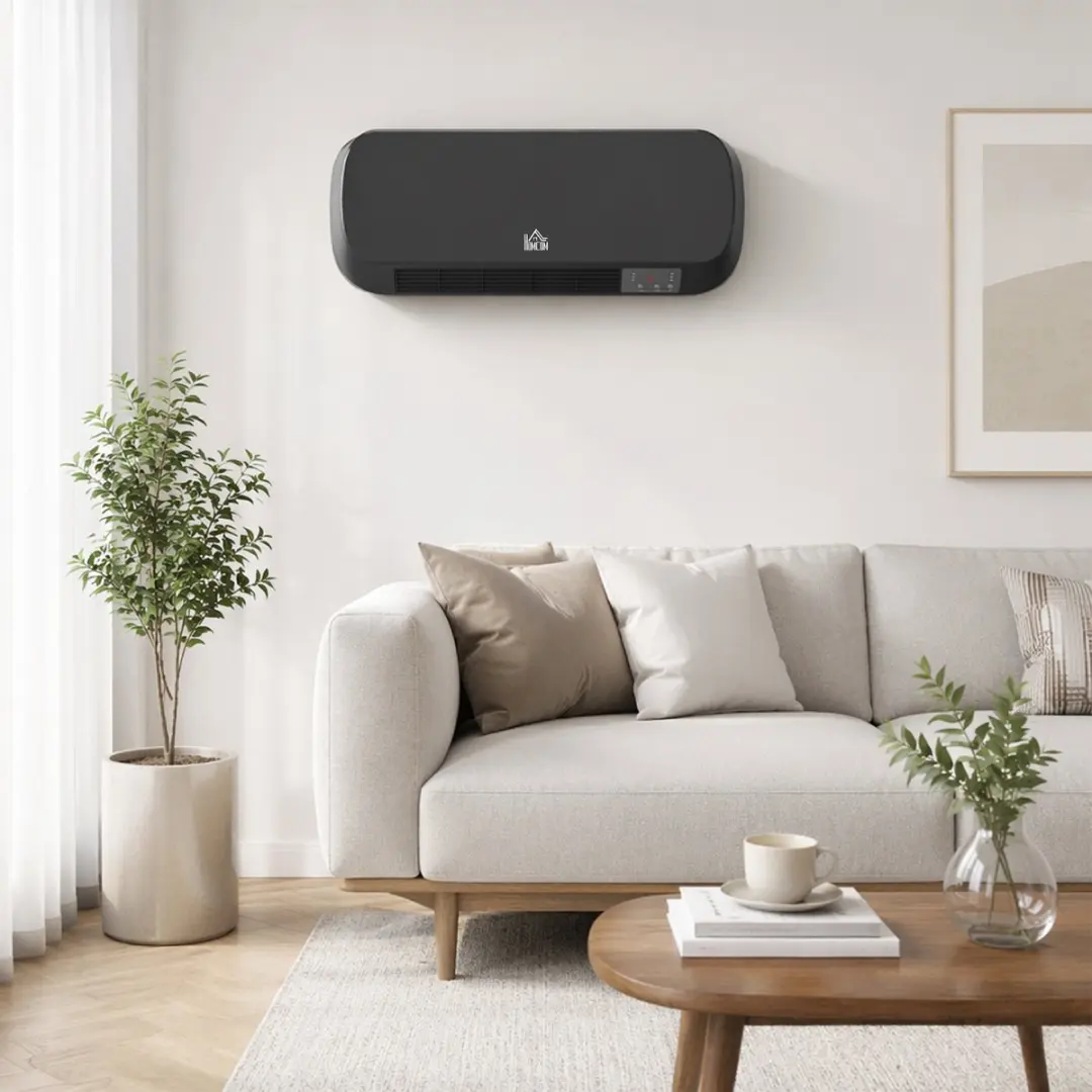 Homcom Wandverwarming 2000W - 3 standen - Zwart - afbeelding 2 van 6