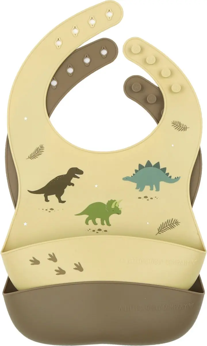 A Little Lovely Company Siliconen Slabbetjes Dinosaurussen - 2 Stuks