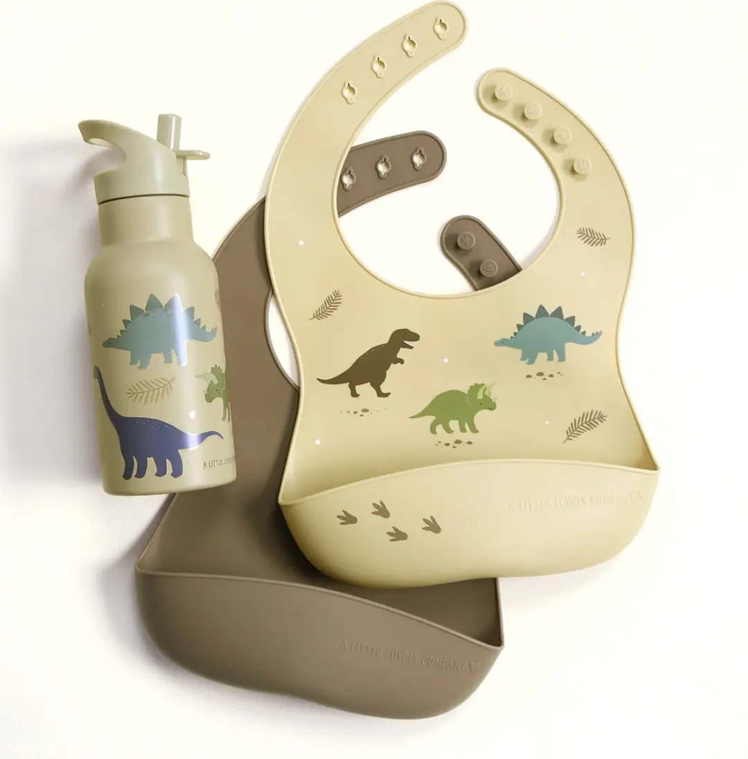 A Little Lovely Company Siliconen Slabbetjes Dinosaurussen - 2 Stuks