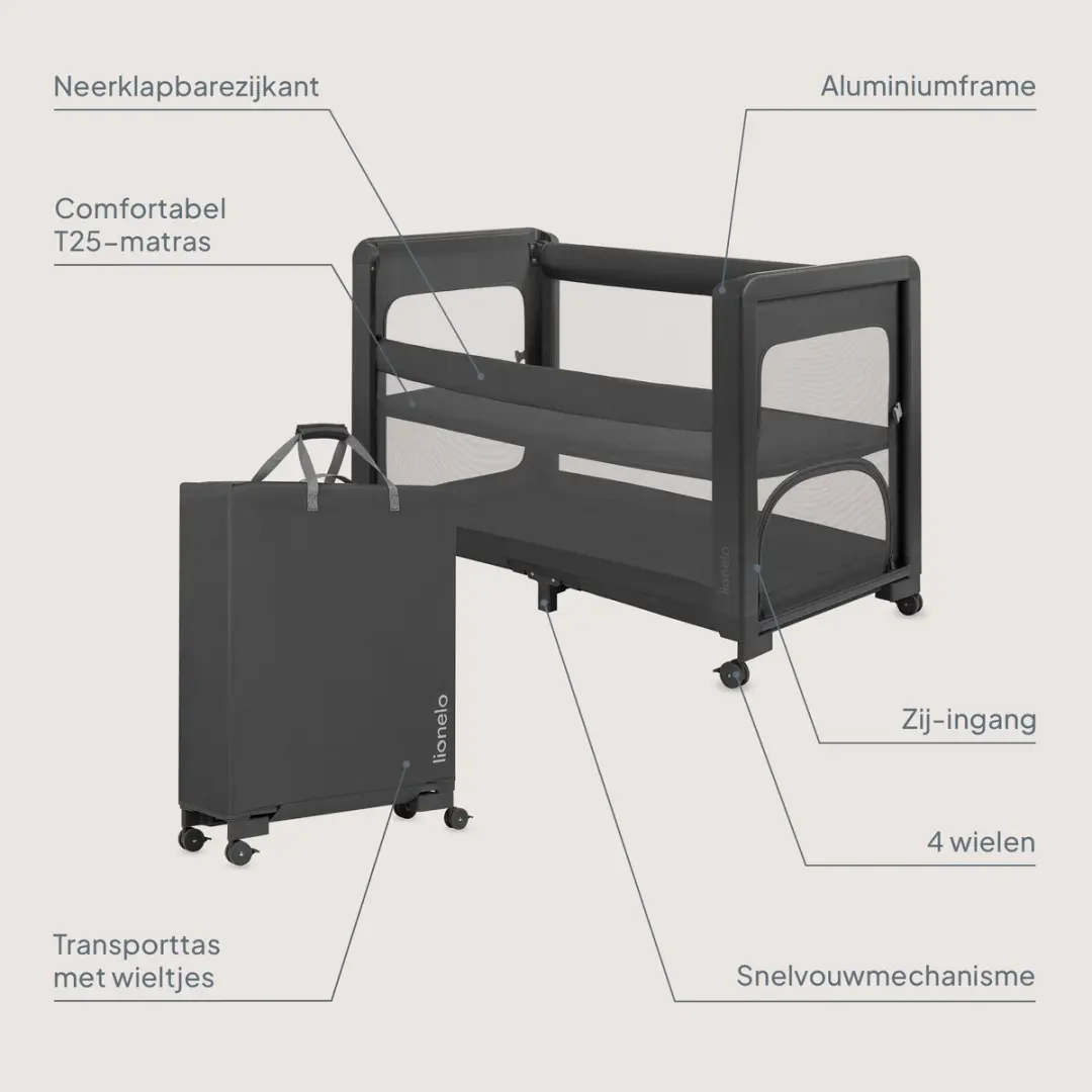 Lionelo Patty 5in1 Campingbed - Reisbedje 0-36 Maanden - Beige