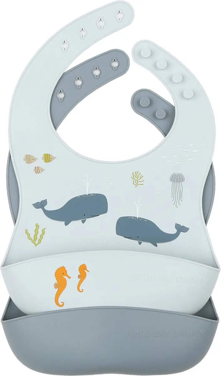 A Little Lovely Company Siliconen Slabbetjes Oceaan - 2 Stuks