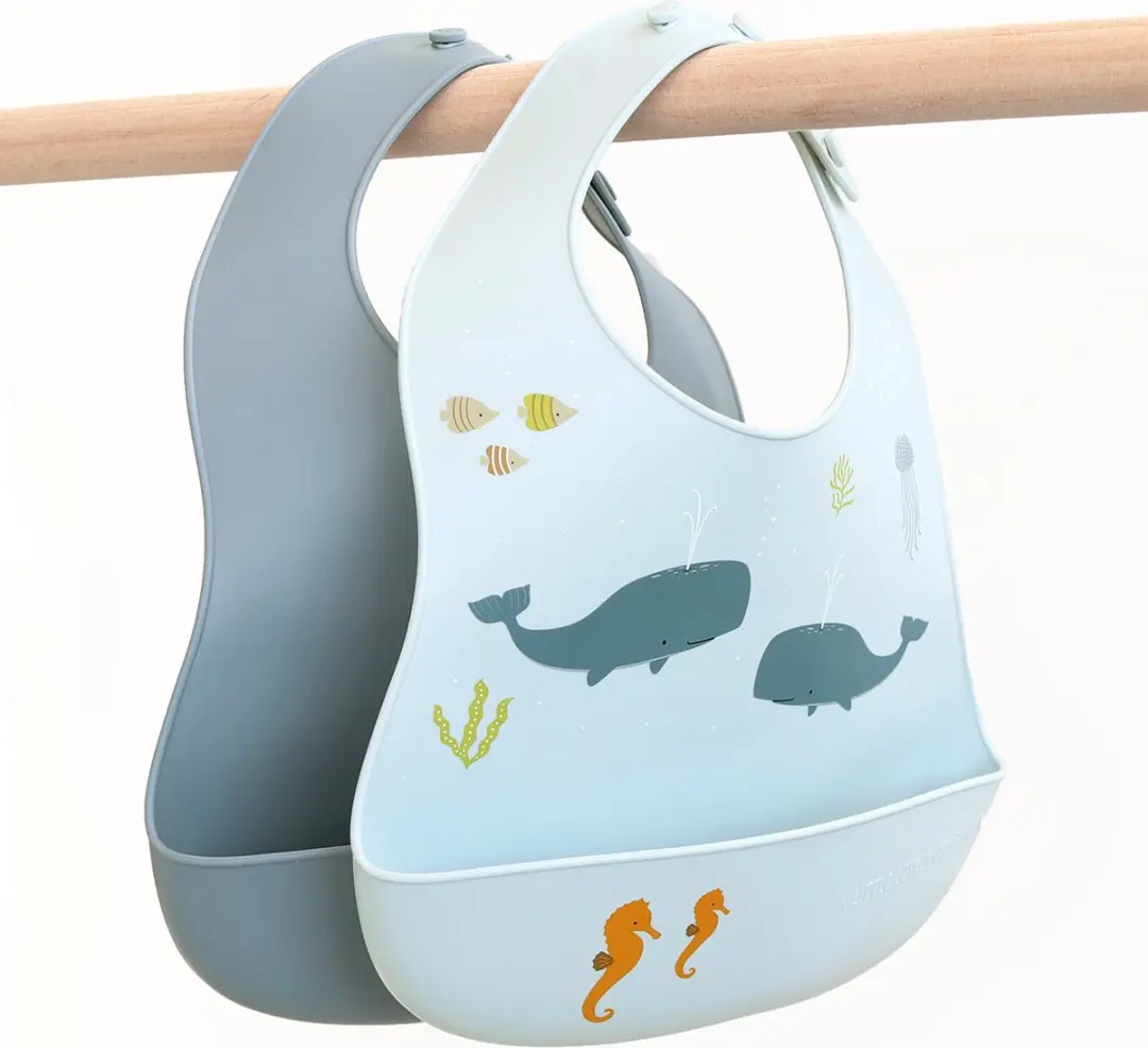 A Little Lovely Company Siliconen Slabbetjes Oceaan - 2 Stuks