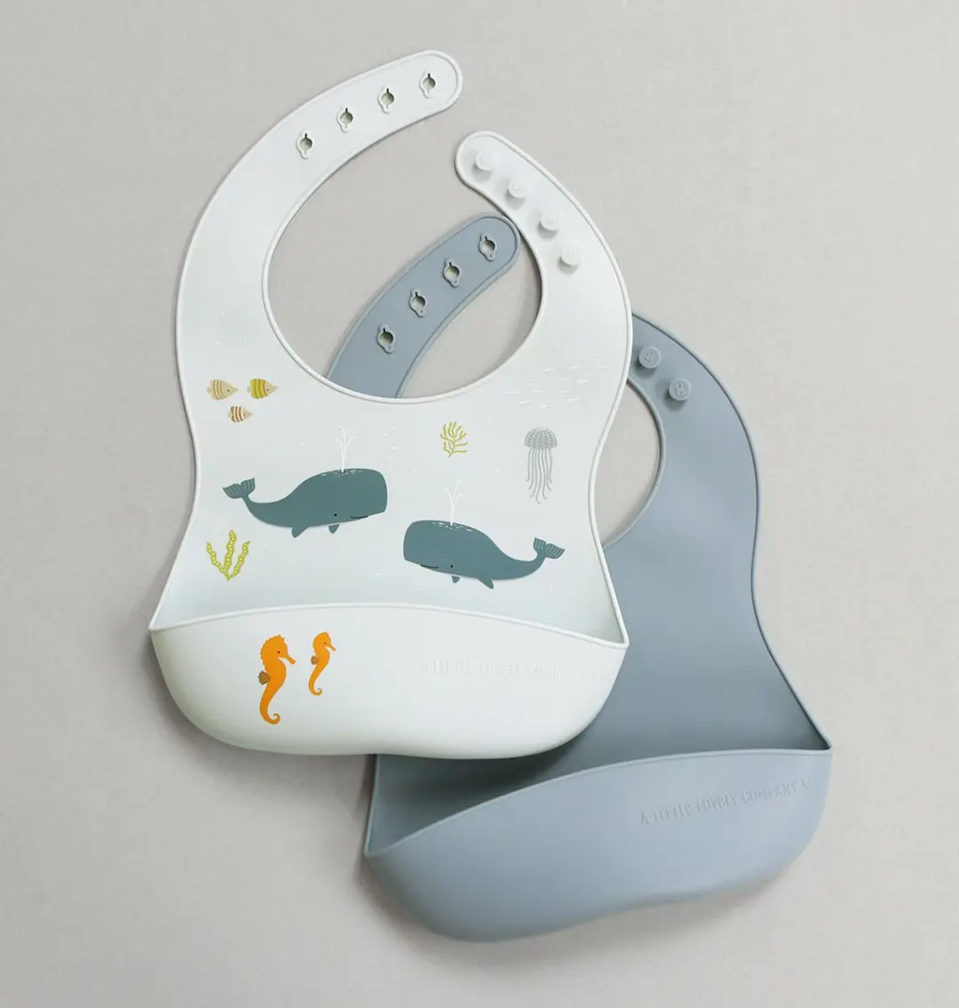 A Little Lovely Company Siliconen Slabbetjes Oceaan - 2 Stuks