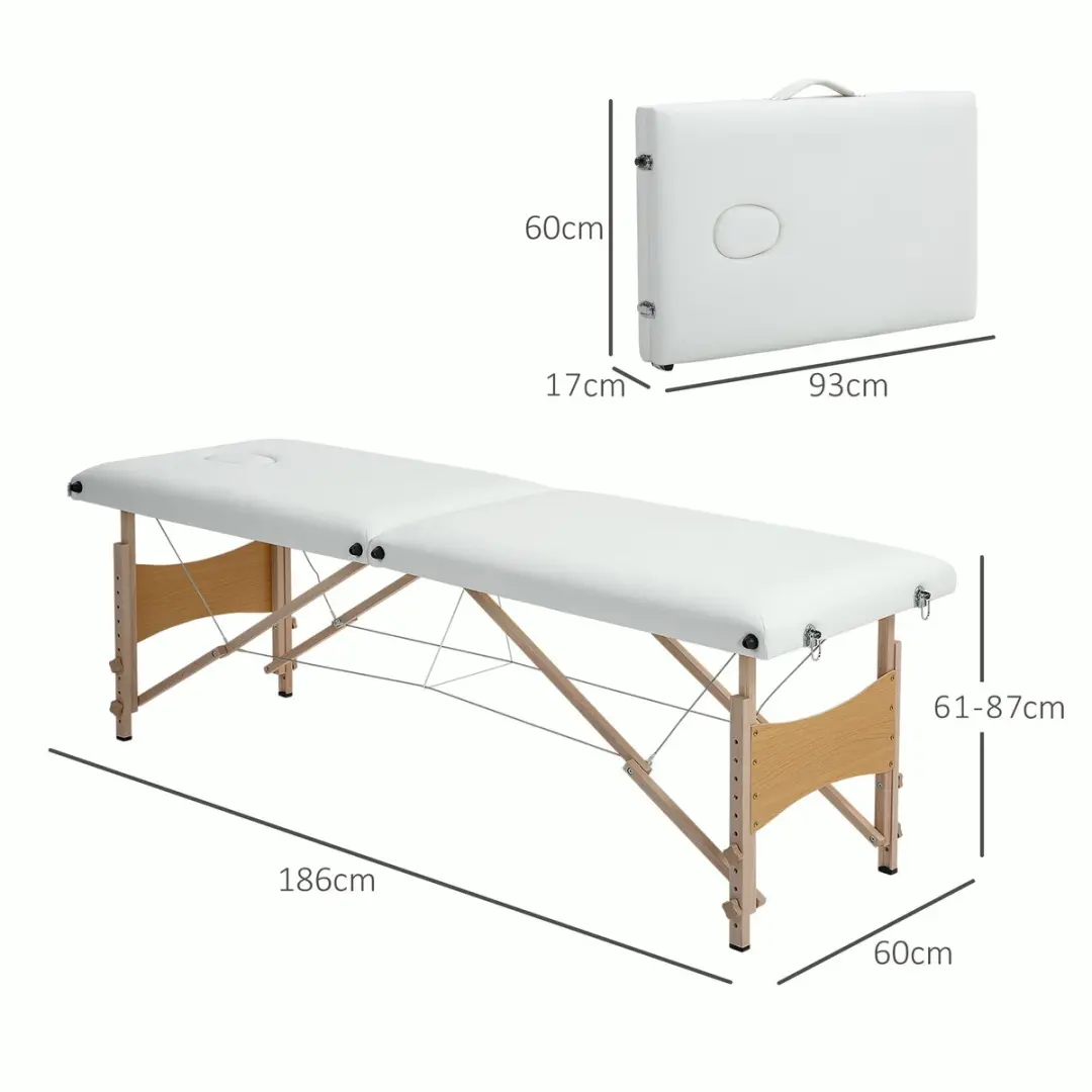 Homcom Massagetafel PVC - 186x60cm - Crèmewit