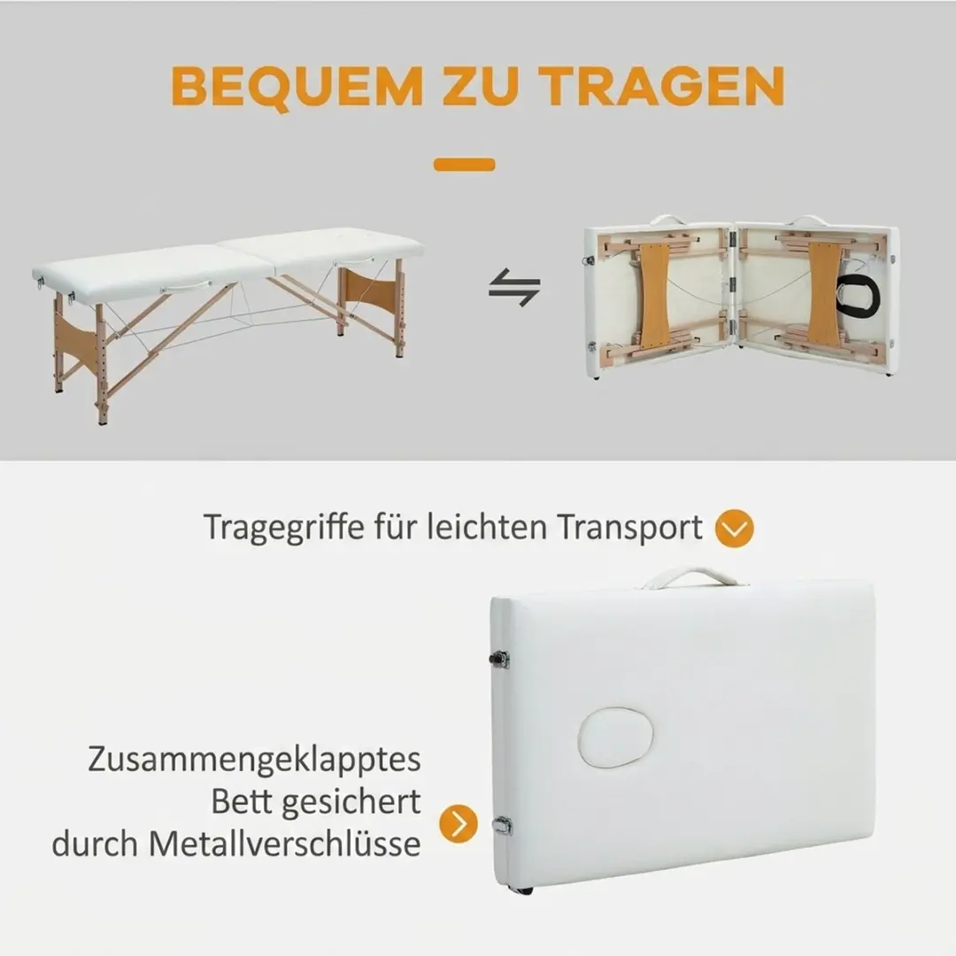 Homcom Massagetafel PVC - 186x60cm - Crèmewit - afbeelding 6 van 6