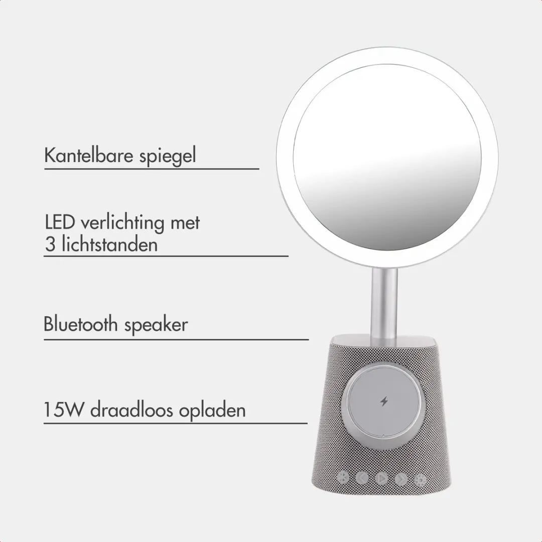 Imoshion Make-up Spiegel met Bluetooth Speaker - Zilver