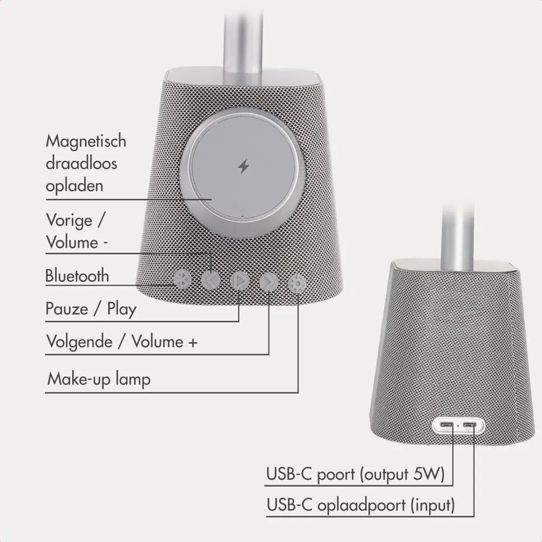 Imoshion Make-up Spiegel met Bluetooth Speaker - Zilver