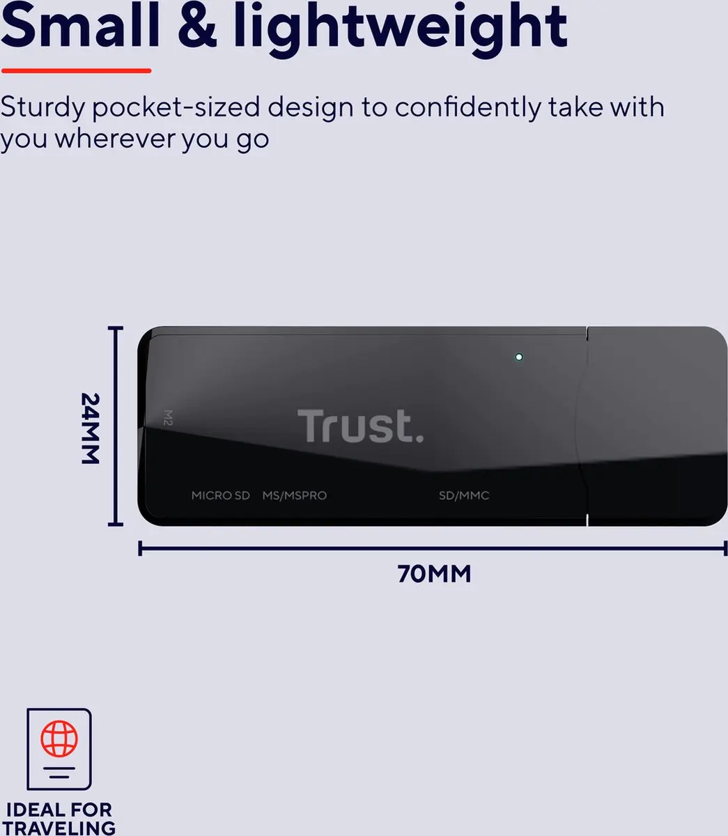 Trust Nanga USB 2.0 Cardreader 21934 - Zwart
