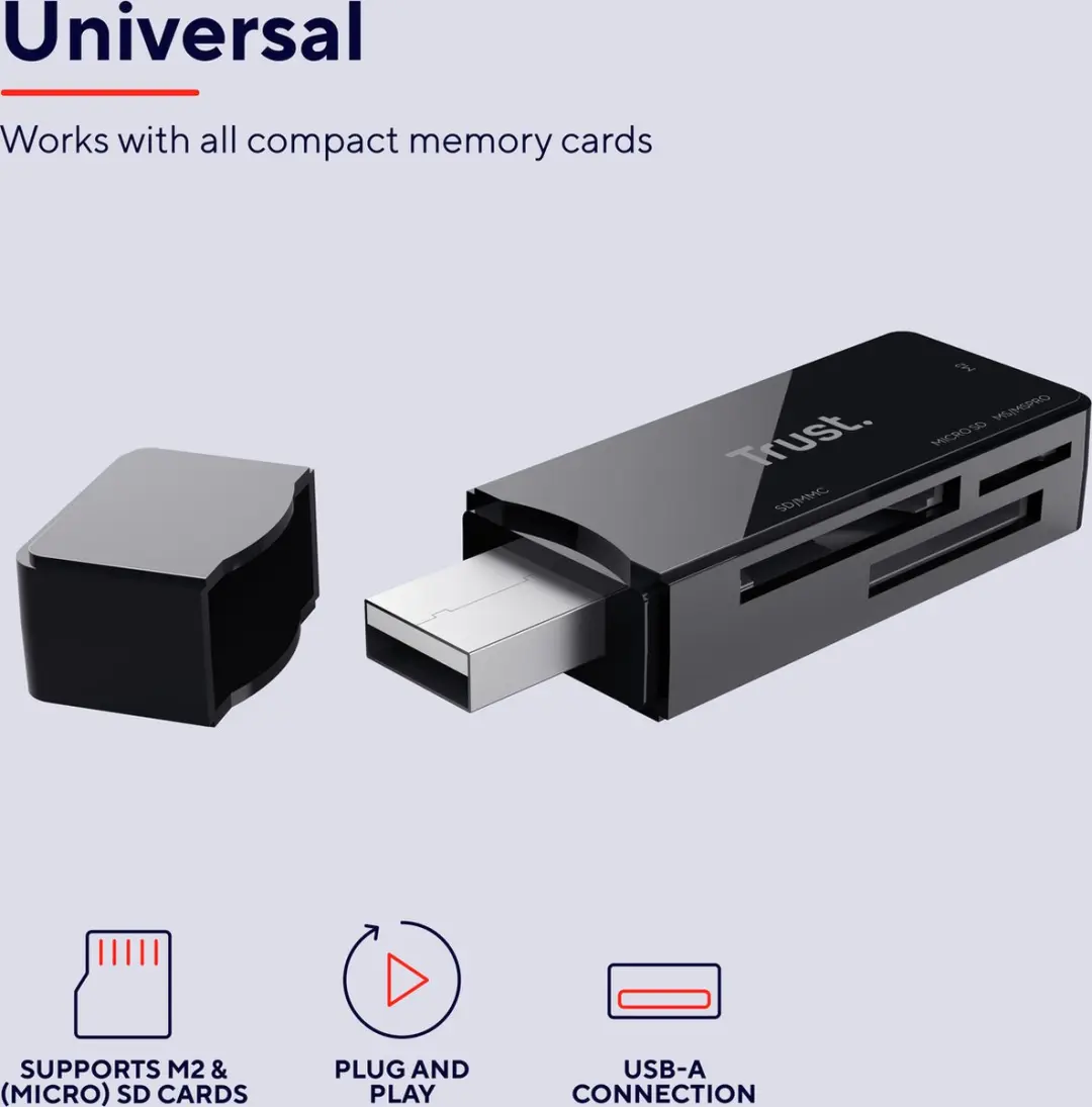 Trust Nanga USB 2.0 Cardreader 21934 - Zwart