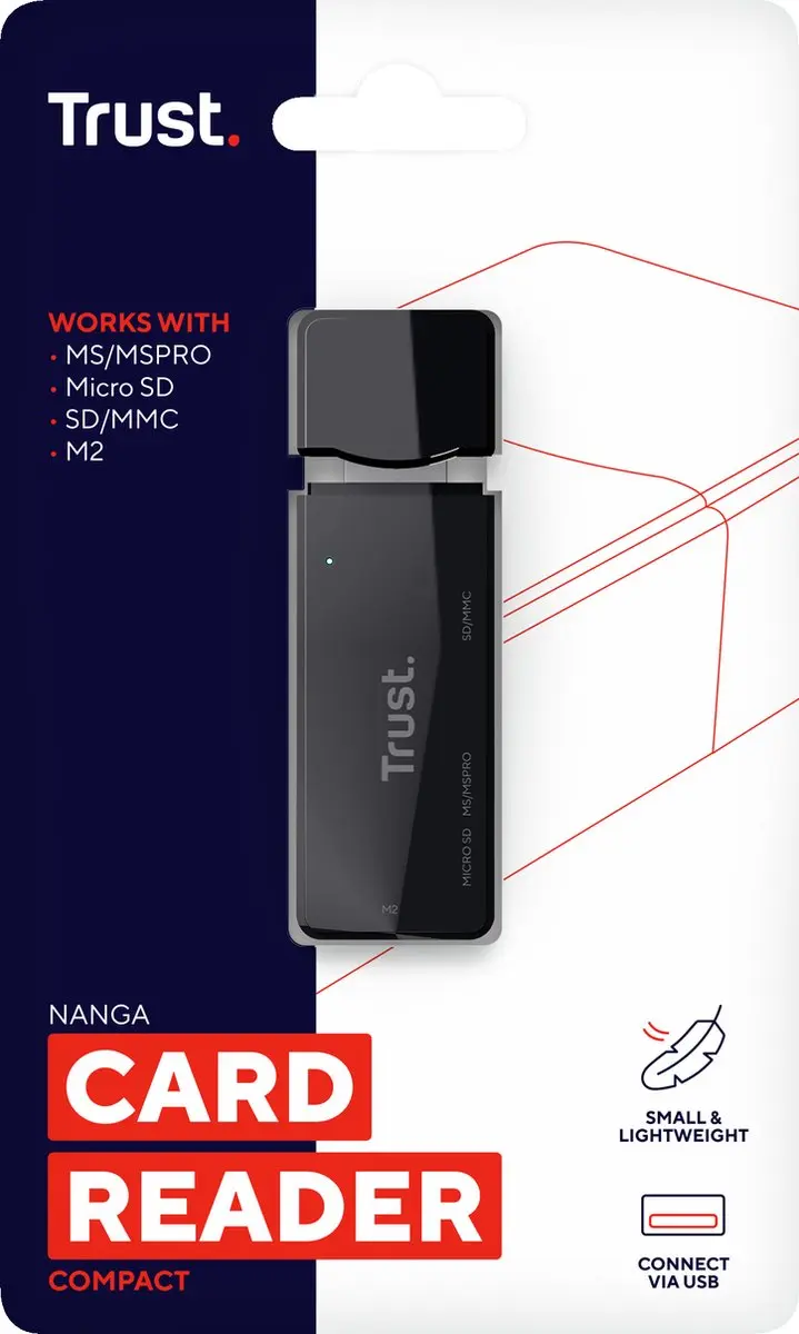 Trust Nanga USB 2.0 Cardreader 21934 - Zwart