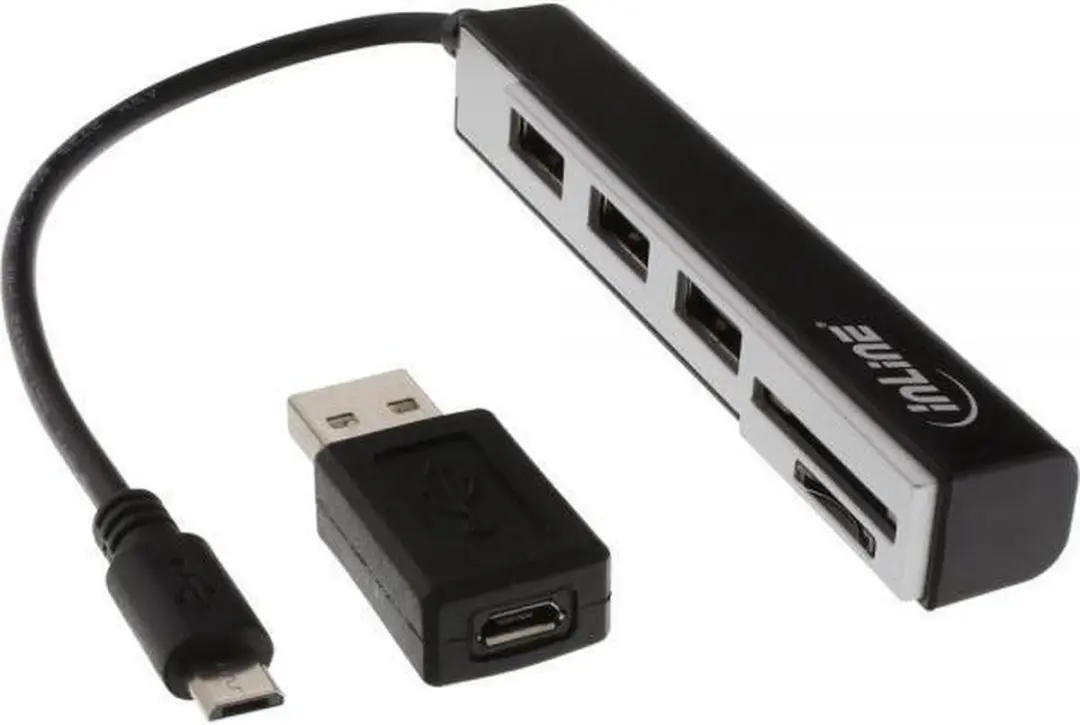 InLine Micro USB OTG Kaartlezer 3-poorts USB Hub