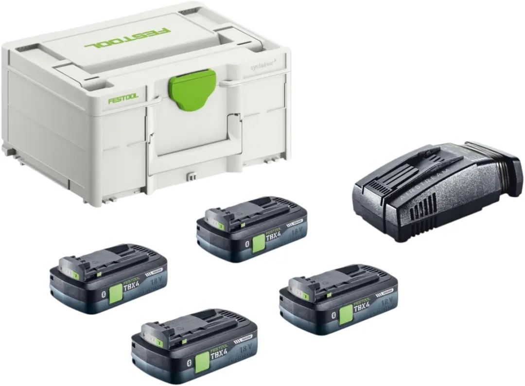 Festool SYS 18V Energieset 4x TBX4 4,0Ah + SCA 16 Snellader