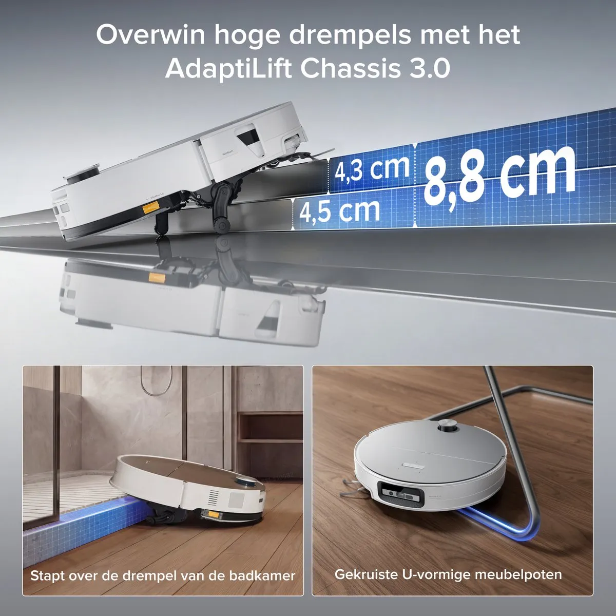 Roborock Saros 20 Sonic–Robotstofzuiger Met Dweilfunctie-VibraRise 5.0 dweilsysteem 4000 Trillingen/min-Digitale motor 36000 Pa&dubbel antiklitsysteem-AdaptiLift Chassis 3.0-Reactieve AI 3.0 obstakelherkenning-Pakt moeiteloos dikke tapijten aan,Wit