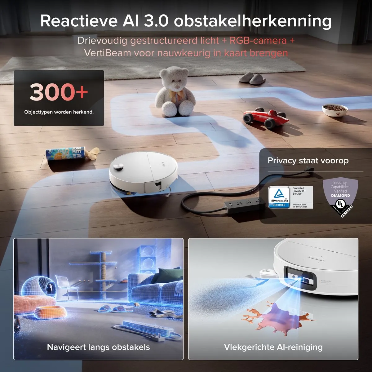 Roborock Saros 20 Sonic–Robotstofzuiger Met Dweilfunctie-VibraRise 5.0 dweilsysteem 4000 Trillingen/min-Digitale motor 36000 Pa&dubbel antiklitsysteem-AdaptiLift Chassis 3.0-Reactieve AI 3.0 obstakelherkenning-Pakt moeiteloos dikke tapijten aan,Wit