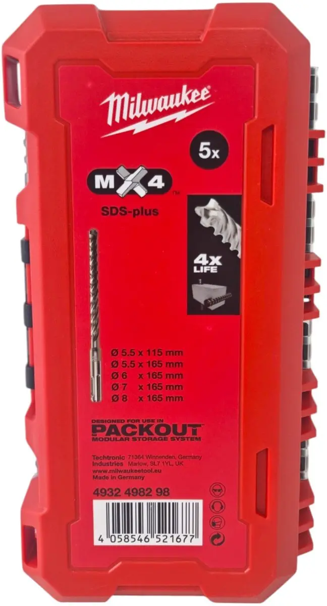 Milwaukee SDS Plus MX4 Boorset 5-delig 4932498298