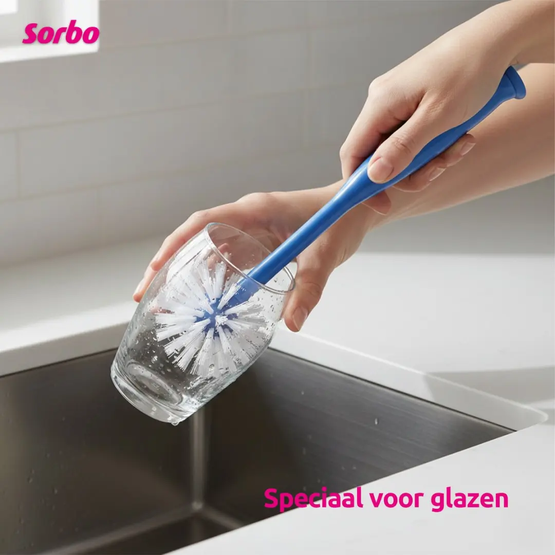 Sorbo Glassware Afwasborstel - Glazenborstel met zuignap - Assorti