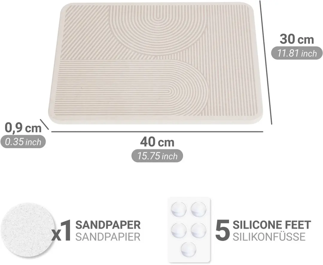 Wenko Diatomiet Afdruipmat Damon Beige 40x30cm