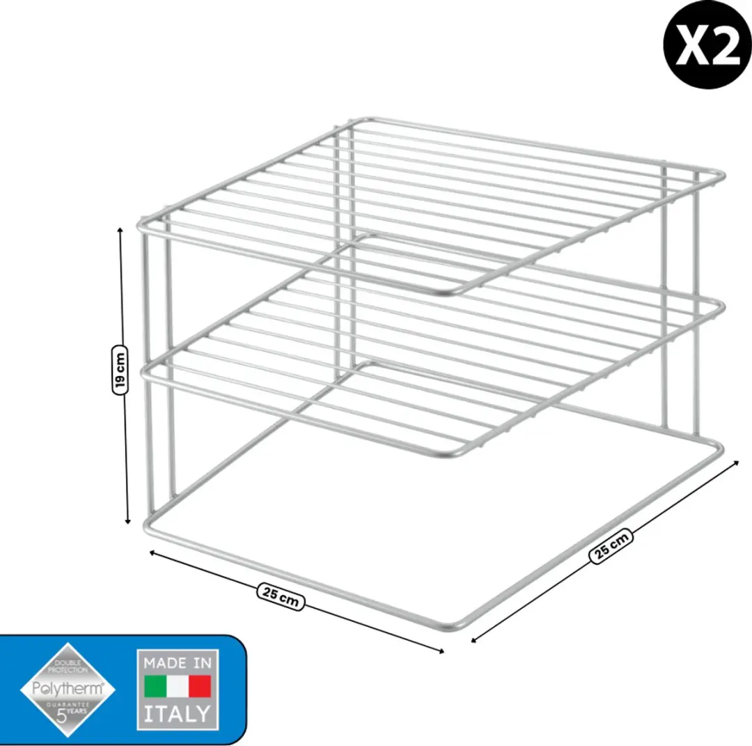 Metaltex Palio Bordenrek 2 Laags - 2x Zilvergrijs